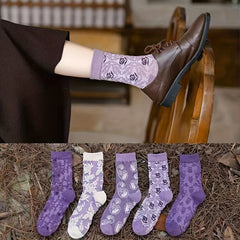 5 Pairs Women's Floral Print Socks Stockings