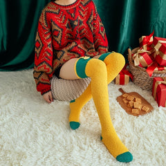 Warm Over The Knee Socks Bowknot Decor Coral Fleece Crew Stockings