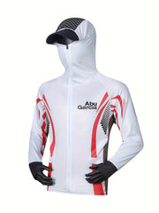 Men's UPF 50 Sun Protection Hooded Jacket Quick Dry Long Sleeve Rash Guard