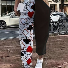  Colorblock Graphic Print Elastic Drawstring Jogger Trousers