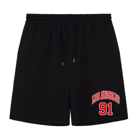 Men's LA 91 Print Shorts Active Stretch Drawstring Sports Shorts