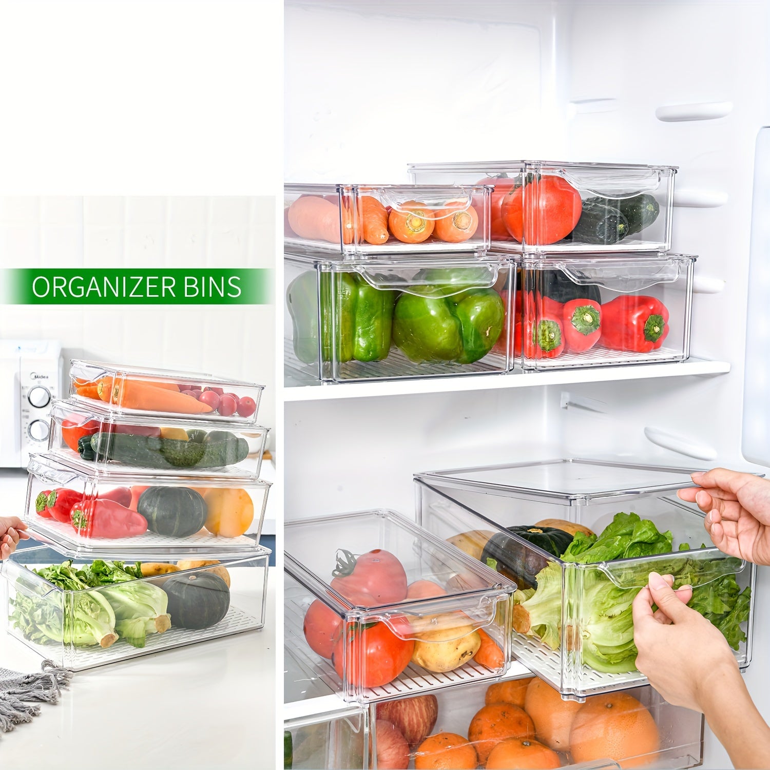 4pcs Refrigerator Storage Box Plastic Food Refrigerated Clear Dumpling Box