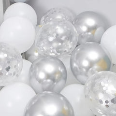 20pcs Silvery Confetti Balloon Set for Birthday Wedding Thanksgiving Year House