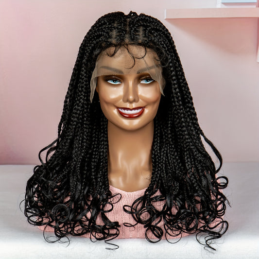 Box Braided Synthetic Wig Goddess Box Braids Lace Wig with Baby Hair