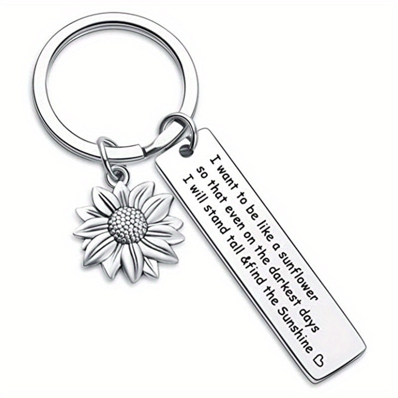 Sunflower Friendship Keychain Metal Key Ring Purse Bag Backpack Car Key Charm