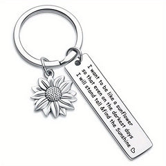 Sunflower Friendship Keychain Metal Key Ring Purse Bag Backpack Car Key Charm