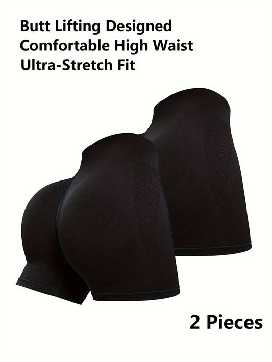 High Stretch Yoga Workout Shorts High Waist Athletic Running Booty Shorts