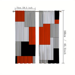 2pcs Red Plaid Curtains Rod Pockets Window Treatment for Home Decor