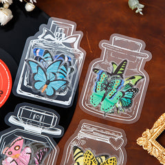 40pcs Glass Bottle Shaped PET Stickers with Floral Designs