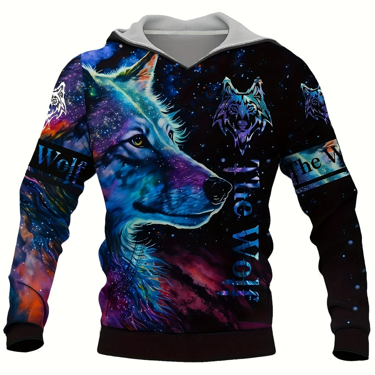 Wolf 3D Print Hoodie for Men Loose Hooded Pullover