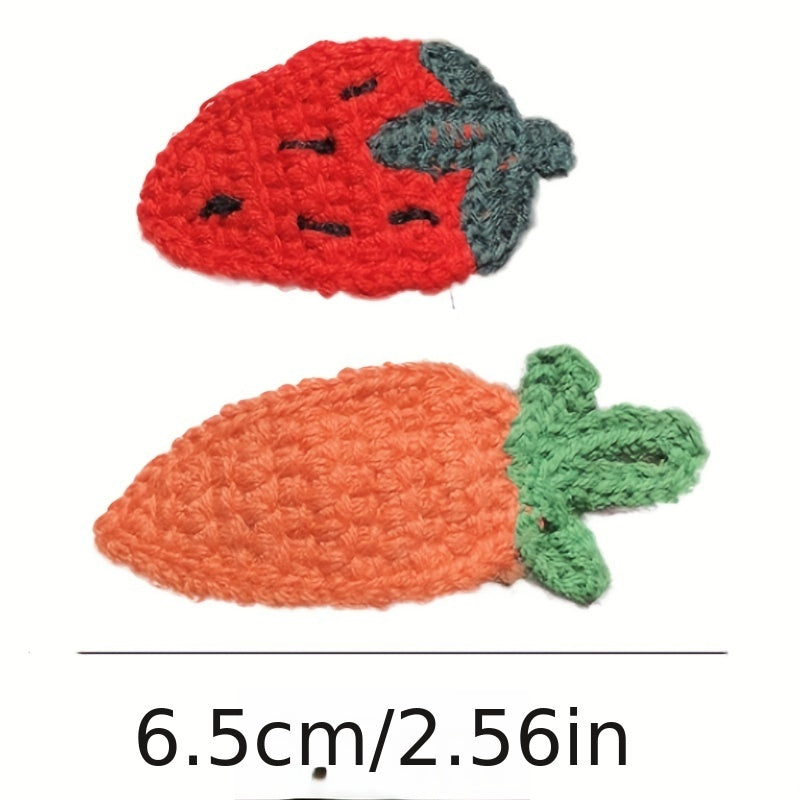 5pcs Fruit Charm Hair Clip Cartoon Barrette Knitted Hair Pin