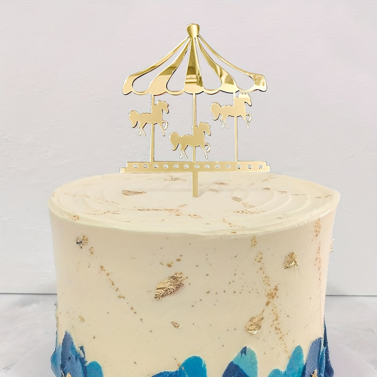 Birthday Cake Insert Plate Wooden Horse Decoration