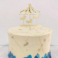 Birthday Cake Insert Plate Wooden Horse Decoration