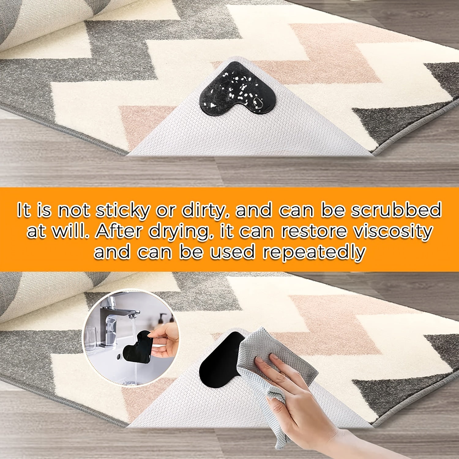 8pcs Double Sided Non Slip Rug Pads for Hardwood Floors & Tiles