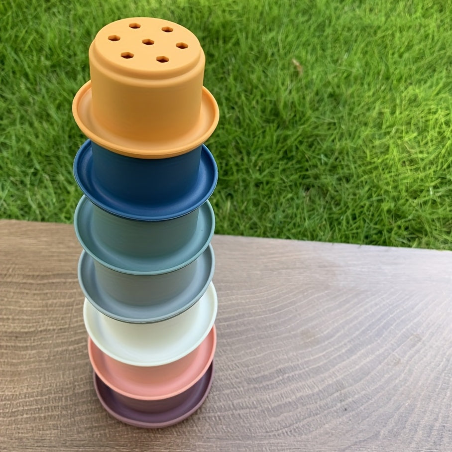 Rainbow Stacking Tower Baby Stacking Cups Silicone Jenga Educational Toys