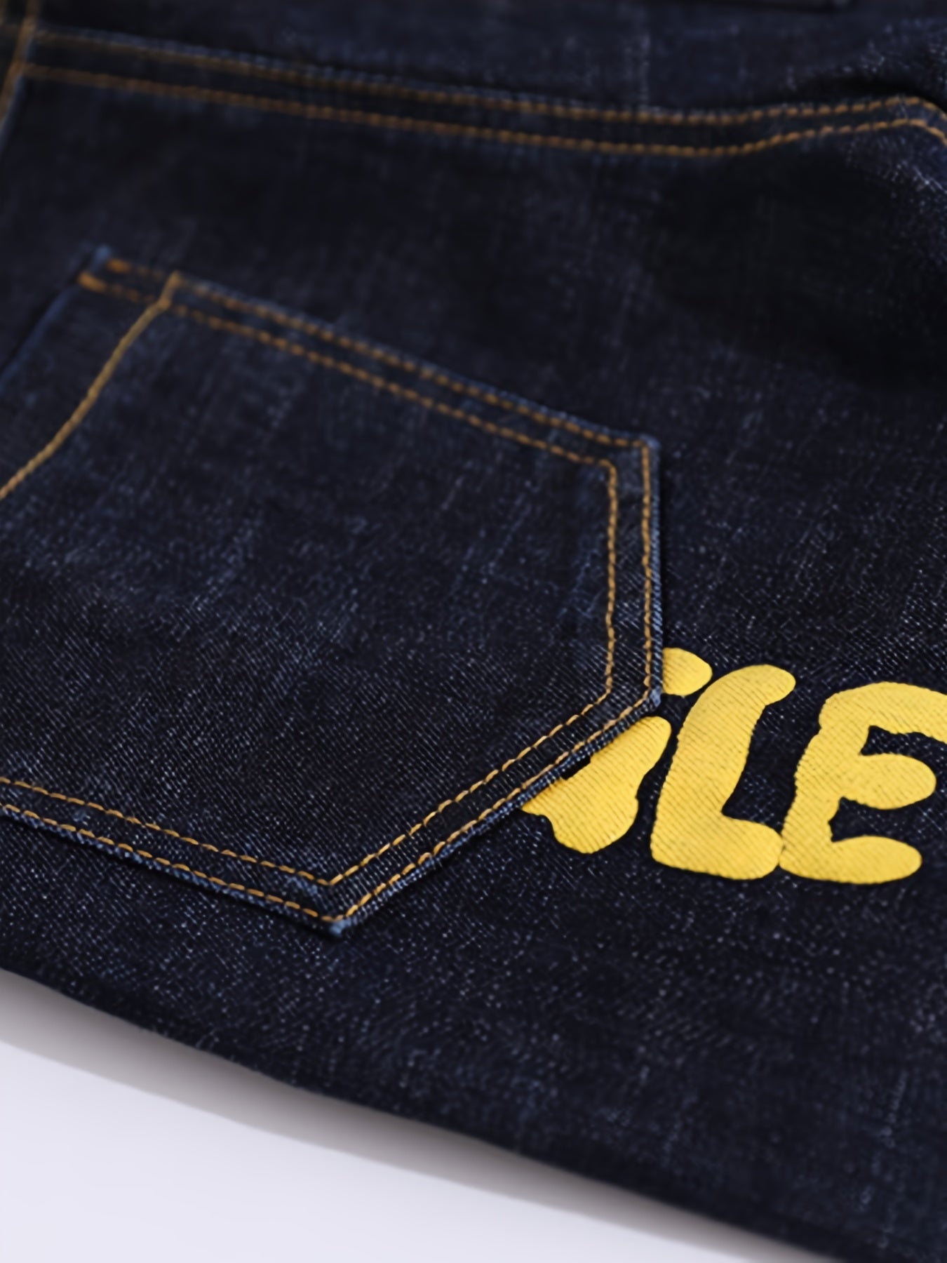 Boys Cuffed Jeans Casual Letter Graphic Slim Fit Pants