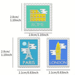 Zinc Alloy Landmark Brooch London Paris Rome