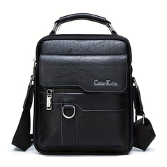 Men's Vertical Leather Shoulder Bag Cross Body Messenger Bag