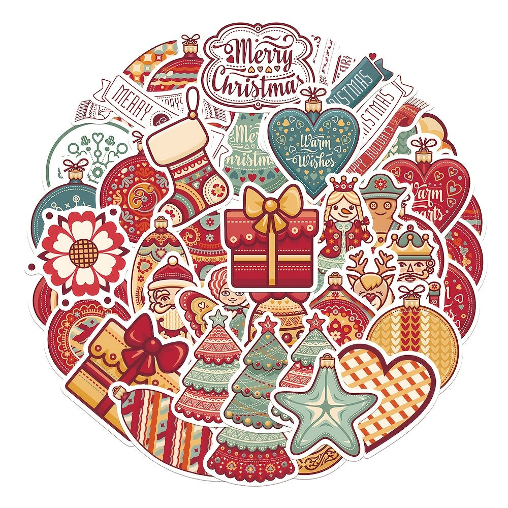 48pcs Christmas Stickers DIY Waterproof Cup Phone Case Insulation Stickers