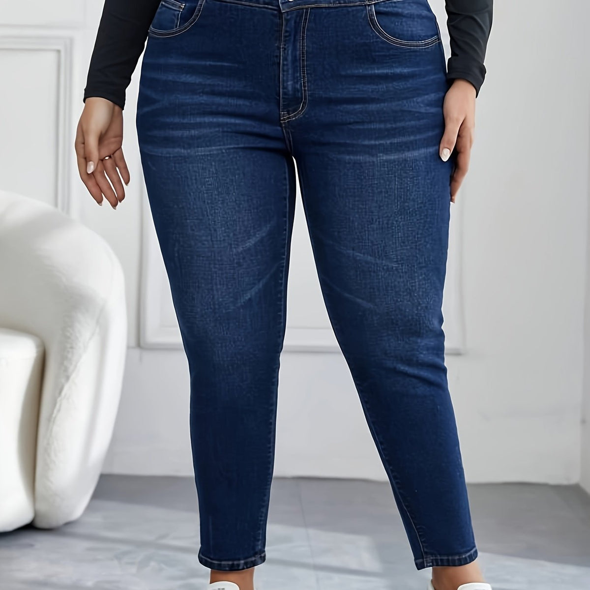 Women's Plus High Rise Skinny Jeans Button Fly