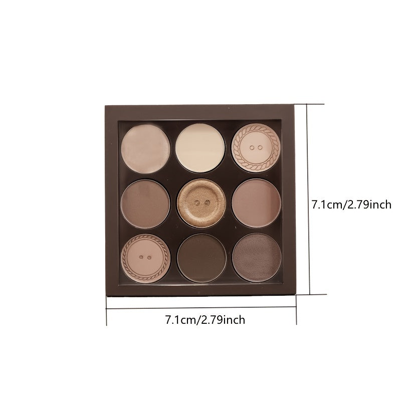 9-Color Eyeshadow Palette Tea Brown Earth Tone Glitter Daily Makeup