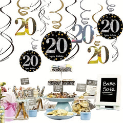 12pcs 20th Birthday Hanging Swirl Decorations