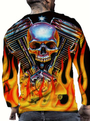 Skull 3D Print Men's Long Sleeve T-Shirt Autumn Stylish Tees
