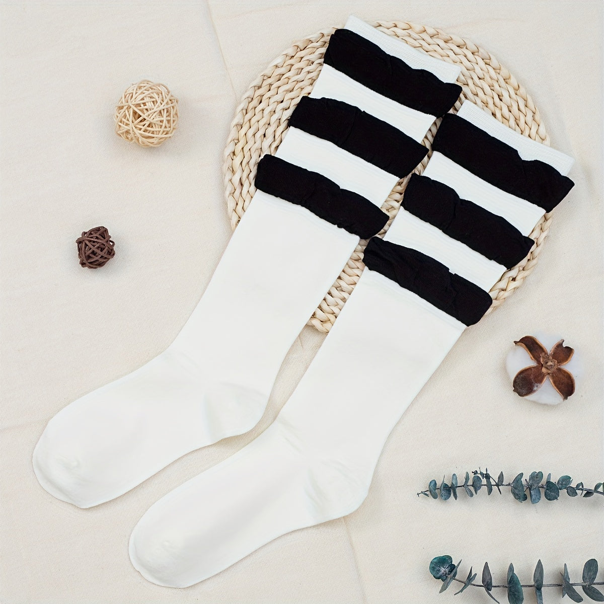 Colorblock Striped Calf Socks Knee High Stockings & Hosiery