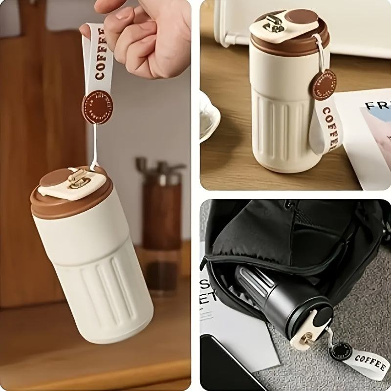 5oz Insulated Coffee Mug with Temp Display, Travel Cup, Metal Landscape Theme