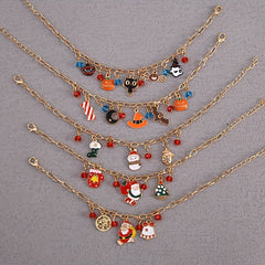 Halloween Christmas Bracelet Santa Claus Snowman Crystal Bracelet