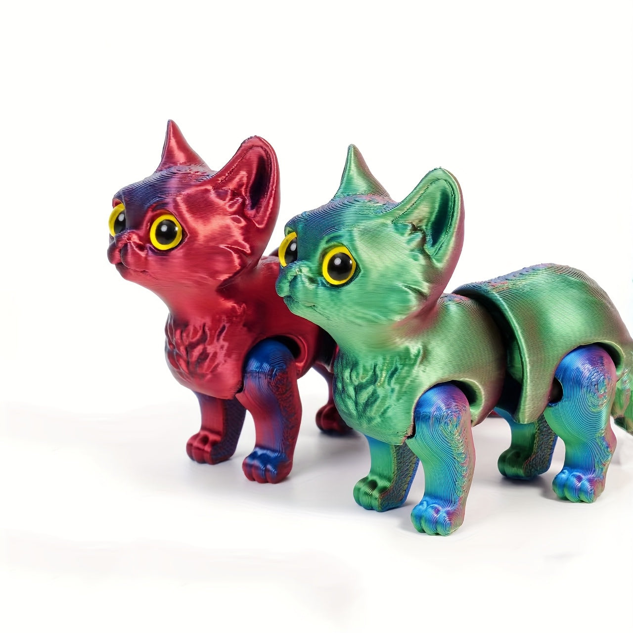 3D Printed Kittens with Articulated Tails Realistic Jointed Cat Figures