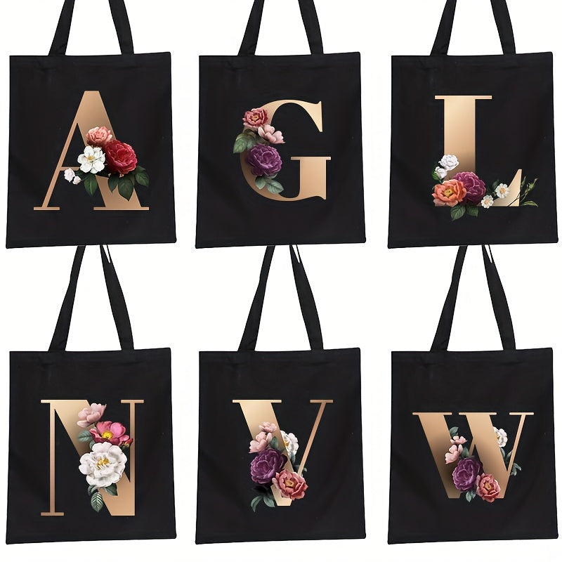 Floral Print Tote Bag Large Capacity Canvas Beach Bag