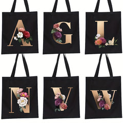 Floral Print Tote Bag Large Capacity Canvas Beach Bag