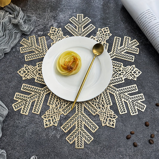 4pcs Nordic Snowflake PVC Placemats - Holiday Table Mat