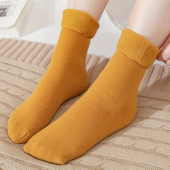 Cozy Plush Lined Ribbed Socks for Women
