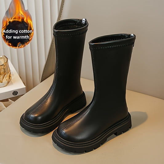 JIAGEYA Girl's High Top Warm Plush Boots Non Slip Shoes