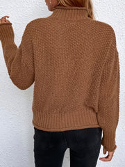  Solid High Neck Stretch Jumper