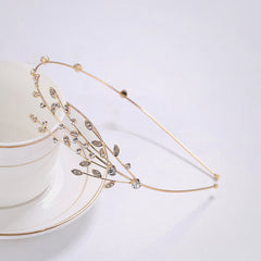 Rhinestone Branch Bridal Headband Silvery Gold Wedding Hairband