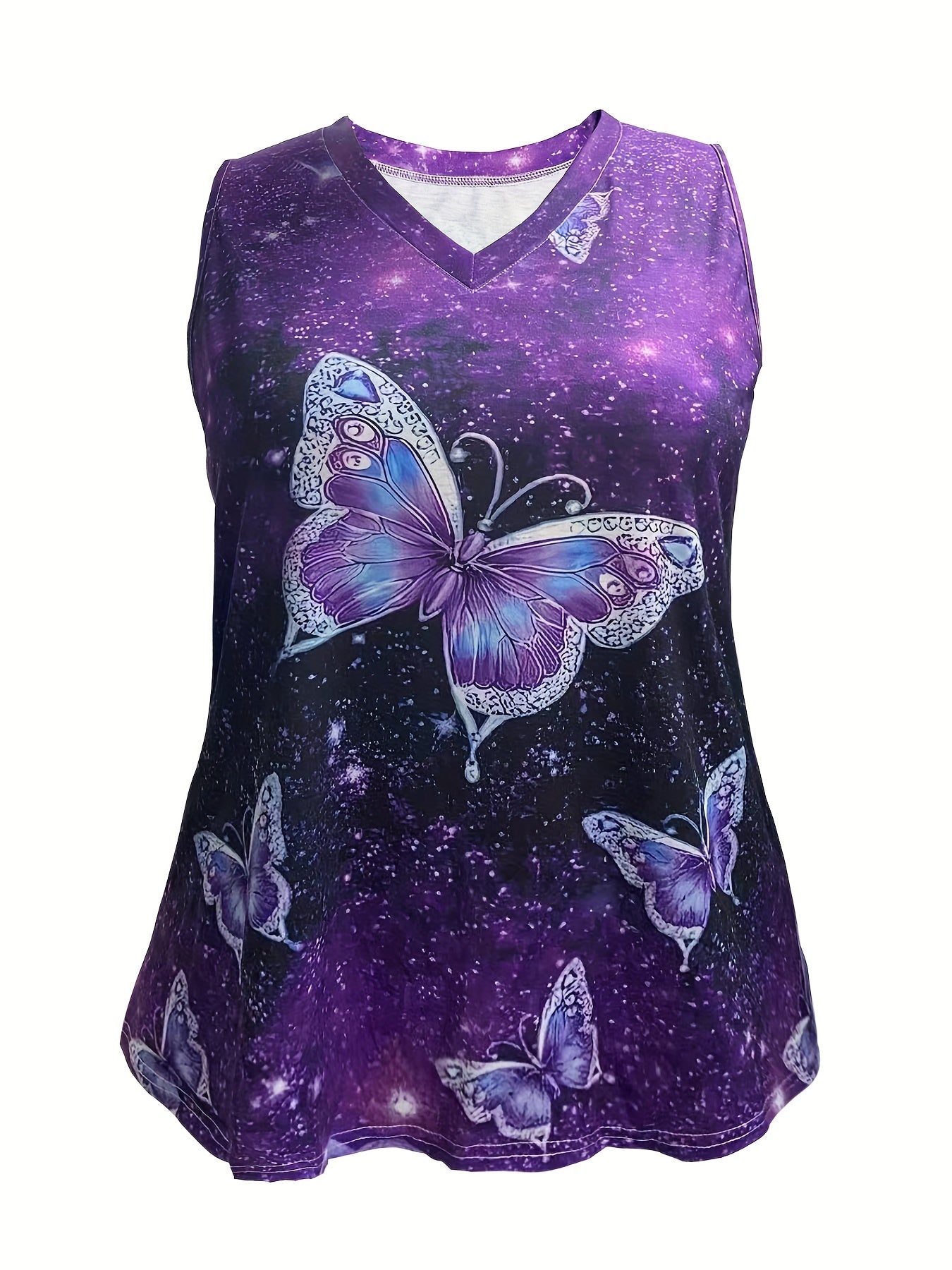  Butterfly Print V Neck Tank Top