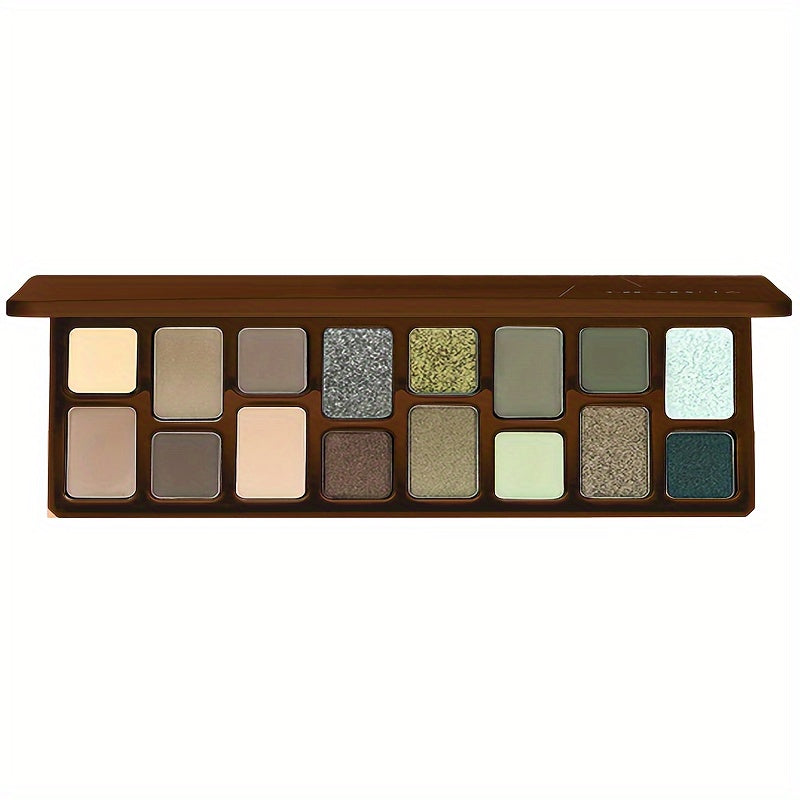 16-Shade Eyeshadow Palette Browns & Greens Matte & Glitter Finish