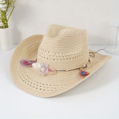 Western Cowboy Hat with Shell Flower Calf Head Chain Belt
