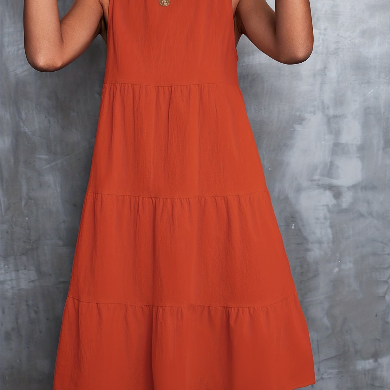 Sleeveless Swing Cake Dress Casual Solid Summer Dresses Women
