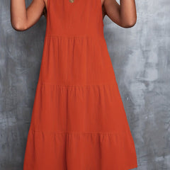 Sleeveless Swing Cake Dress Casual Solid Summer Dresses Women