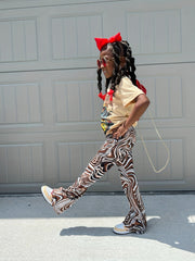Girls Swirls & Leopard Print Flared Bell Bottom Pants Kids Outfit