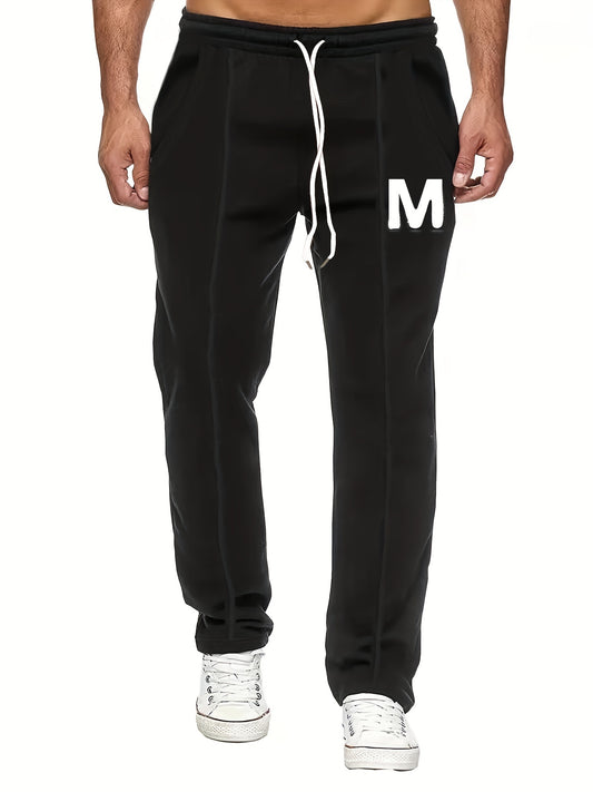 Graphic Drawstring Pants Men's Casual Stretch