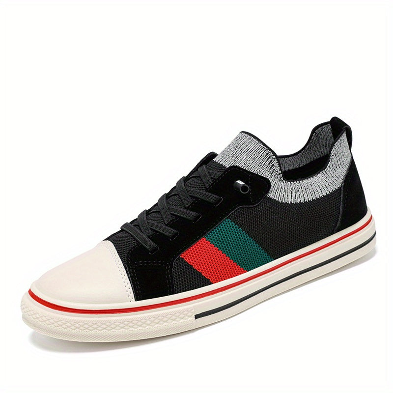 Men's Striped Knitted Breathable Skate Shoes Non Slip Sneakers