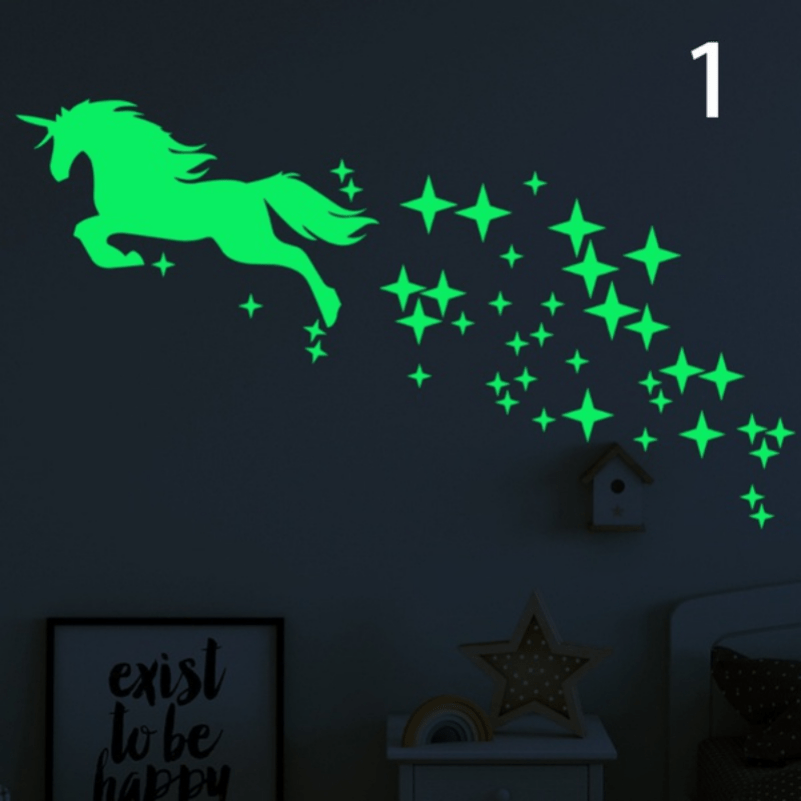 Unicorn Luminous Wall Stickers Glow In The Dark Stars