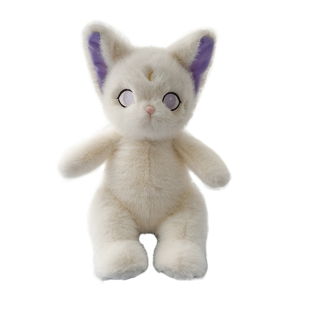 Witch Cat Plush Toy Soft Fluffy Stuffed Animal Purple Ears Eyes Mixed Colors