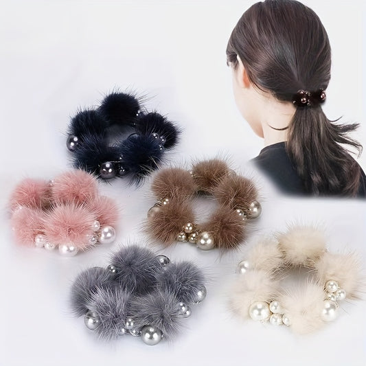 Rabbit Fur Velvet Hair Ring Head Rope For Girls