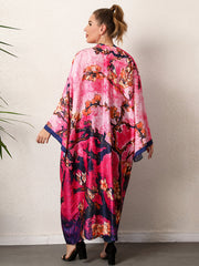 Boho Kimono Women's Plus Floral Print Tie Dye Long Sleeve